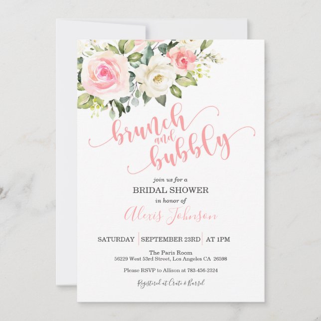 Invitación a ducha de novias Brunch & Bubbly (Anverso)