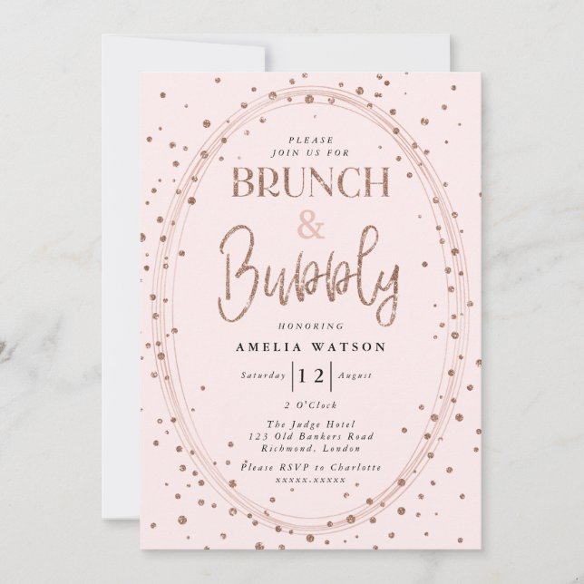 Invitación a ducha de novias Brunch & Bubbly (Anverso)
