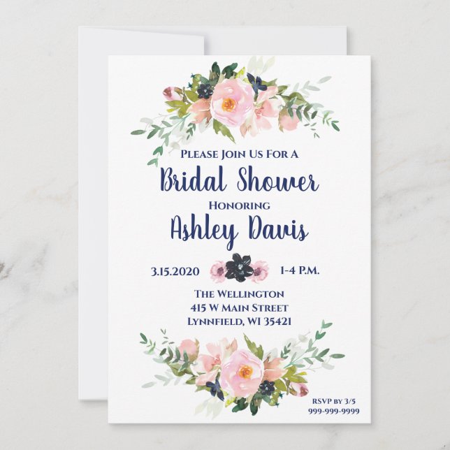 Invitación a ducha de novias Brunch floral de mari (Anverso)