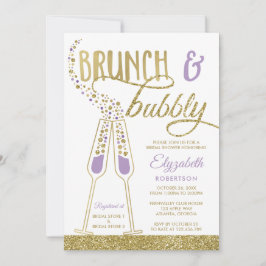 Invitación a ducha de novias brunch y bubbly, oro 