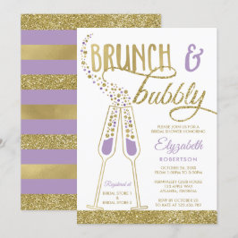 Invitación a ducha de novias brunch y bubbly, oro 