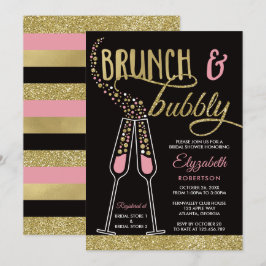 Invitación a ducha de novias brunch y bubbly, oro 