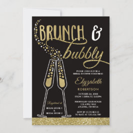 Invitación a ducha de novias brunch y bubbly, oro 