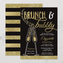 Invitación a ducha de novias brunch y bubbly, oro 