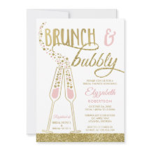Invitación a ducha de novias brunch y bubbly, oro