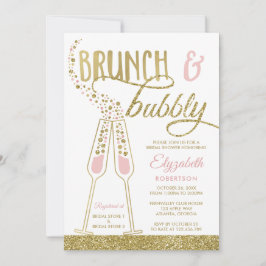 Invitación a ducha de novias brunch y bubbly, oro 
