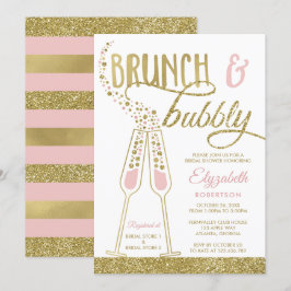 Invitación a ducha de novias brunch y bubbly, oro 