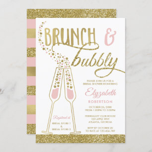 Invitación a ducha de novias brunch y bubbly, oro