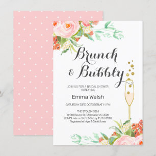 Invitación a ducha de novias con Brunch floral de 