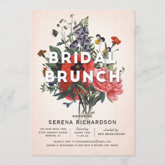 Invitación a ducha de novias con brunch nogal flor