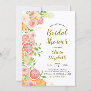 Invitación a ducha de novias con cítricos de pomel