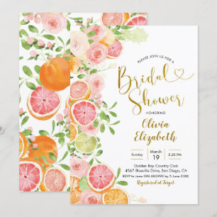 Invitación a ducha de novias con cítricos de pomel