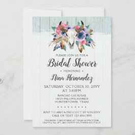Invitación a ducha de novias con cráneo de vaca fl