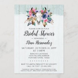 Invitación a ducha de novias con cráneo de vaca fl