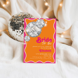 Invitación a ducha de novias con disco naranja y r