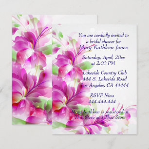 Invitación a ducha de novias con diseño floral ros