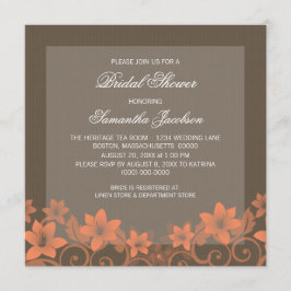 Invitación a ducha de novias con flores corales ru