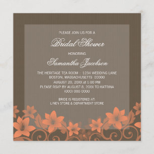 Invitación a ducha de novias con flores corales ru