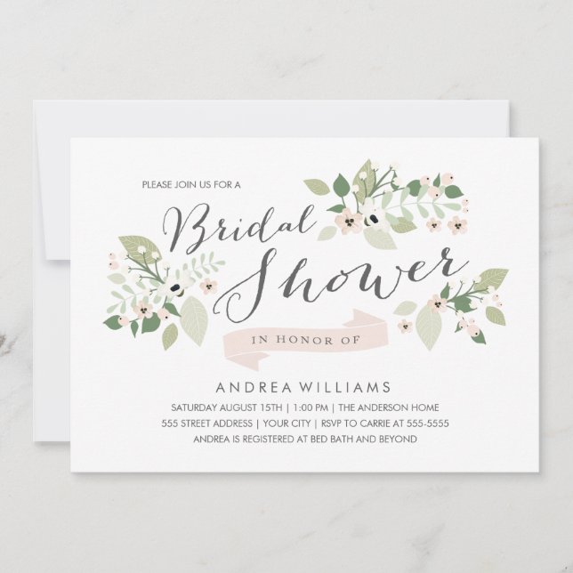 Invitación a ducha de novias con flores de floreci (Anverso)