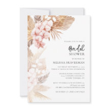 Invitación a ducha de novias con flores de hierba