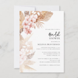 Invitación a ducha de novias con flores de hierba