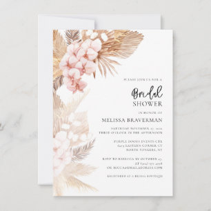 Invitación a ducha de novias con flores de hierba 