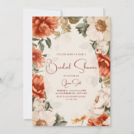 Invitación a ducha de novias con flores de vintage