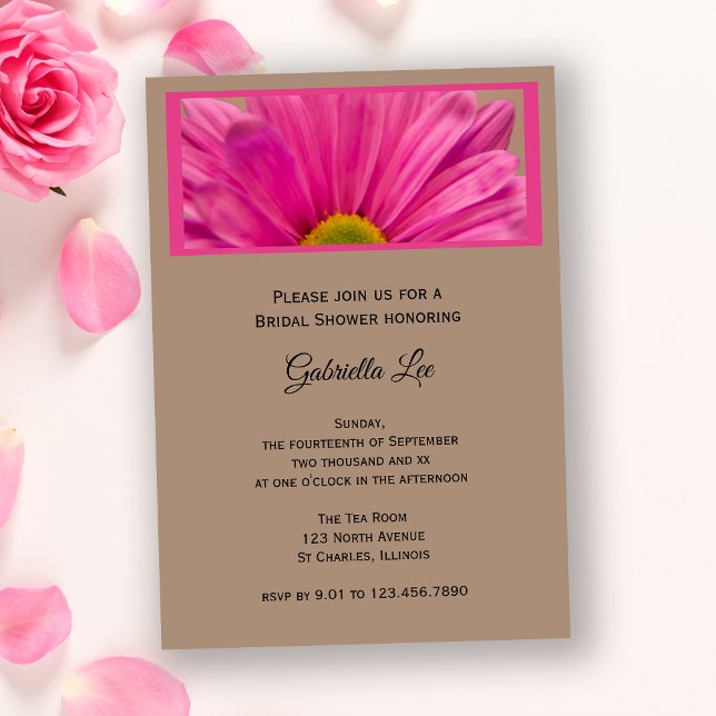 Invitación a ducha de novias con flores rosadas Ge (Subido por el creador)