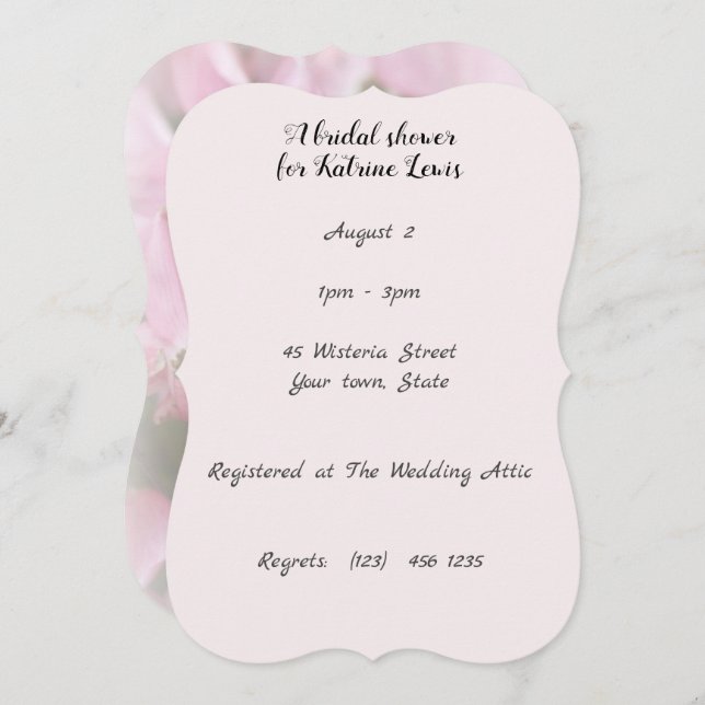 Invitación a ducha de novias con flores rosas (Anverso / Reverso)
