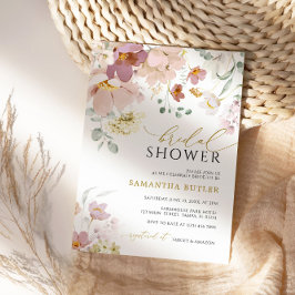 Invitación a ducha de novias con flores silvestres