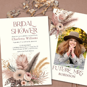Invitación a ducha de novias con foto de hierba de