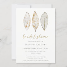 Invitación a ducha de novias con hoja de oro de ve