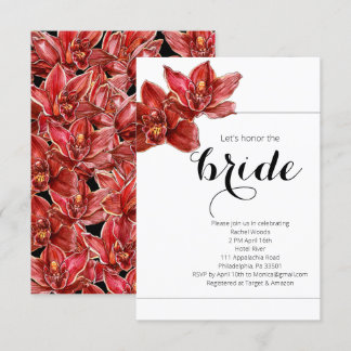 Invitación a ducha de novias con orquídeas rojas t