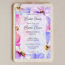 Invitación a ducha de novias con peones rosados pú