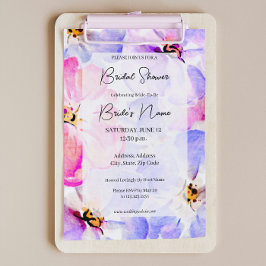 Invitación a ducha de novias con peones rosados pú