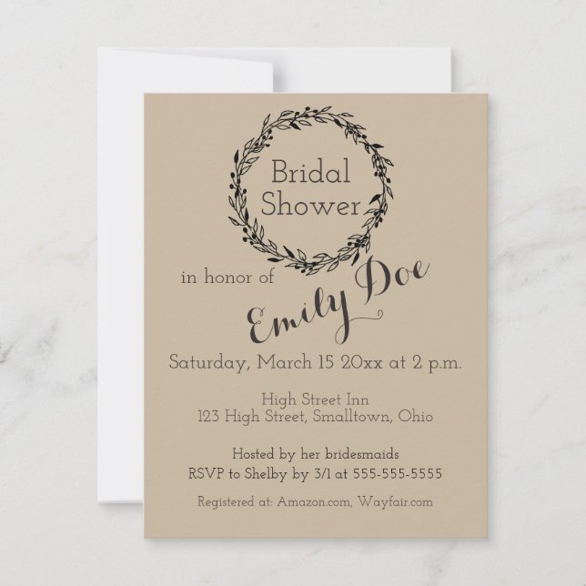 Invitación a ducha de novias con plantilla simple  (Anverso)