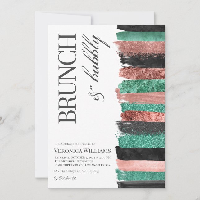 Invitación a ducha de novias con Rosa de oro Brunc (Anverso)