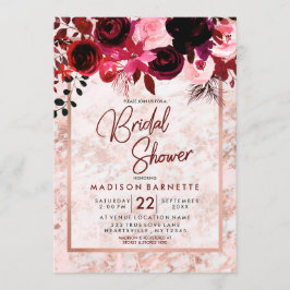 Invitación a ducha de novias con Rosa floral de Bo