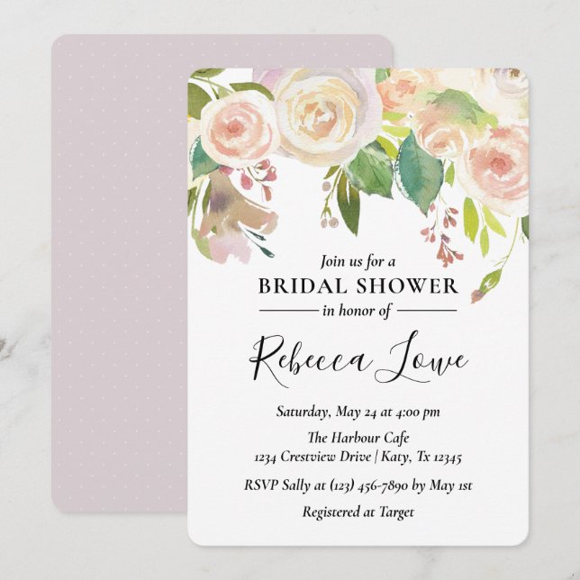 Invitación a ducha de novias con sangre Rosa neutr (Anverso / Reverso)