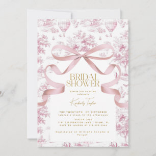 Invitación a ducha de novias con tela De Jouy Pink