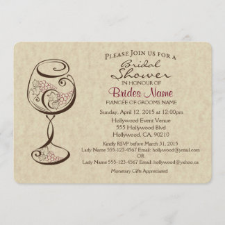 Invitación a ducha de novias con vino y queso