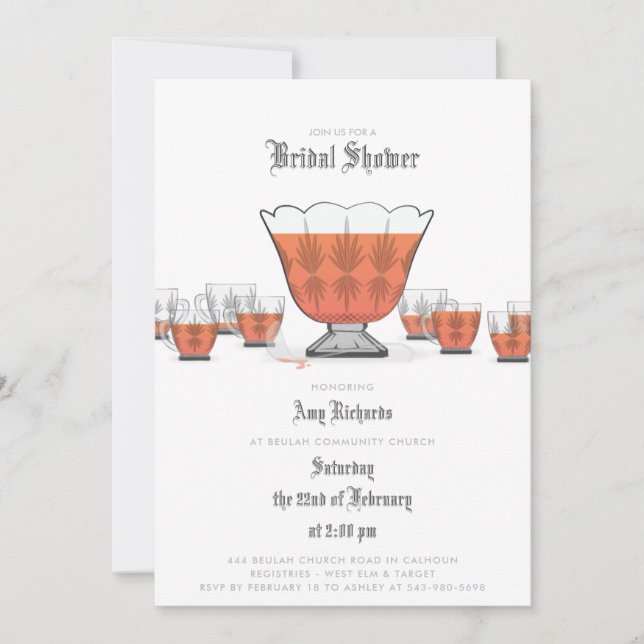 Invitación a ducha de novias Crystal Punch Bowl (Anverso)