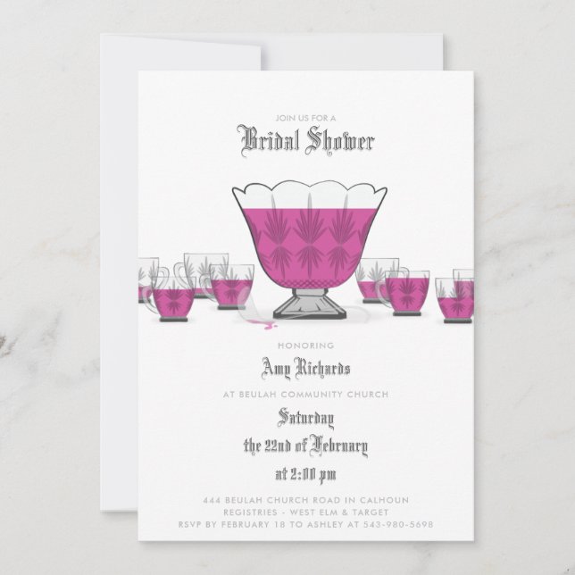 Invitación a ducha de novias Crystal Punch Bowl (Anverso)