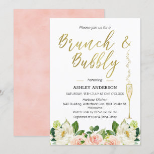 Invitación a ducha de novias de brunch floral Bubb