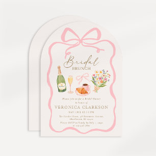 Invitación a ducha de novias de brunch rosado pari