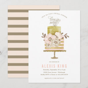 Invitación a ducha de novias de Couture Cake Gold