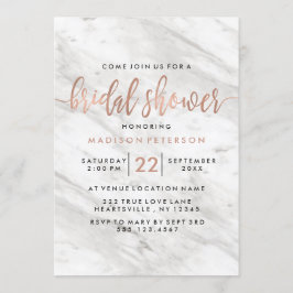 Invitación a ducha de novias de mármol blanco y Ro