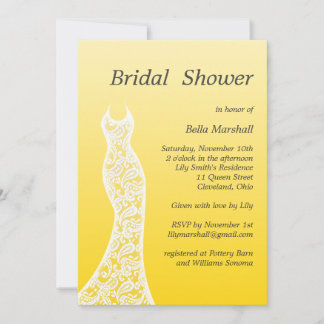 Invitación a ducha de novias de Ombre en amarillo