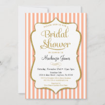 Invitación a ducha de novias de oro de Peach Strip