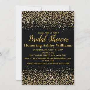 Invitación a ducha de novias de oro negro de Girly